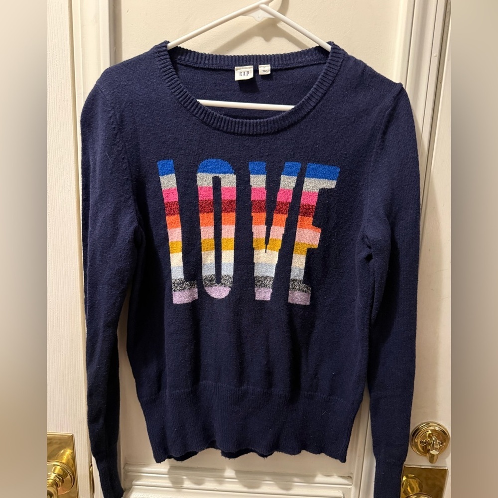 Gap Navy Love Crewneck Sweater